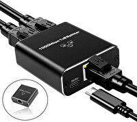 Daytona ZR861 RJ45 Network Splitter Adaptör ve 1000 Mbps Ethernet Splitter USB-C Güç Kablosu