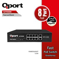 Qport Q-POE8M 8 Port 10/100 - 2 Port 10/100/1000 Uplink Poe Switch