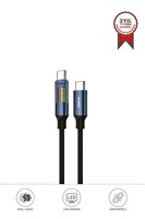 Torima U21 Siyah Type-C to Type-C 60W Hızlı Şarj Kablosu – LED Ekranlı, Dayanıklı Örgü Kablo