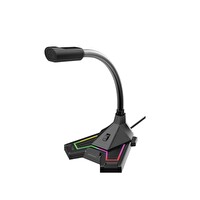 Polosmart PGS402 RGB LED Aydınlatmalı USB 2.0 - 1.5 M Kablolu Masaüstü Bilgisayar Mikrofonu Siyah