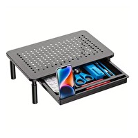 Upway Çekmeceli Metal Laptop - Monitör Standı - Yükseklik Ayarlı 20 KG Kapasiteli