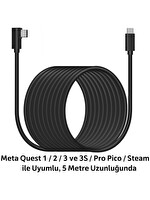 Cosmostech LC-05 Meta Quest 3-3S-Quest 2-Pro-Pico 4 Uyumlu Type-C To Type-C PCVR Veri Aktarım Kablosu - 5M