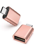 Syntech USB-C to USB 3.0 Adaptör 2'li Set Kompakt Pembe Dönüştürücü