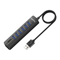 VegGieg USB 2.0 SD MicroSD Kart Okuyucu ve 6 Port USB Çoklayıcı Hub