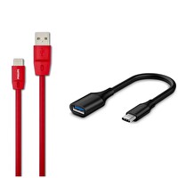 Philips 5A 100W UsbA to Type-C 1.8 M Hızlı Şarj ve Data Kablosu ve ScHitec Type-C to UsbA 3.0 OTG Dönüştürücü Adaptör
