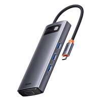 Baseus StarJoy USB-C to 6 in 1 HDMI VGA 3xUSB 3.0 100W Çok Fonksiyonlu Hub Bağlantı İstasyonu WKWG030013