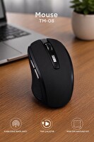 Başkenttekno TM08 Mouse Yan Tuşlu Optik Kablosuz Fare Siyah