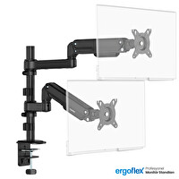 Ergoflex S16 Çift Kol 22-35" Amortisörlü 2-9 KG 2026 Versiyon Gri Monitör Standı