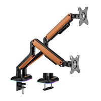 Brateck 17-32" Uyumlu İki Kollu Amortisörlü RGB Turuncu Oyuncu Monitör Kolu LDT63-C024GL