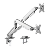 Brateck 17-32" Uyumlu İki Kollu Amortisörlü Gümüş Monitör Kolu LDT63-C024