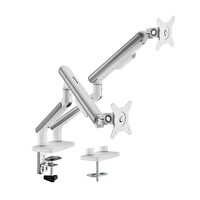 Brateck 17-32" Uyumlu İki Kollu Amortisörlü Beyaz Monitör Kolu LDT68-C024