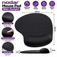 Nodar ND1501S Jel Bilek Destekli Mouse Pad 190 x 230 MM Siyah