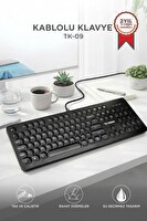 Torima TK09 Retro Daktilo Görünümlü Q Kablolu Klavye Siyah