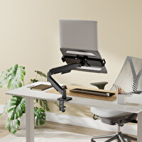 Pivot 17-32" Vesa Uyumlu Monitör Kolu Siyah - 14-17.3" Masa Kelepçeli Laptop Standı Siyah