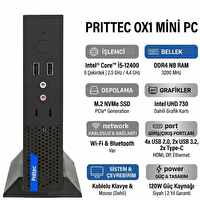 Prittec OX1 Intel Core i5-12400 32 GB RAM 512 GB SSD FreeDOS Mini Masaüstü Bilgisayar Q7-TH610Lİ5124008 004