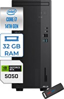 Asus Expertcenter D501MER i7-14700 32 GB RAM 1 TB SSD 8 GB RTX5050 FreeDOS Mini Tower WD501MER27F13 - Zetta USB Bellek