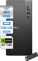Dell Tower ECT1250 Intel Core I5 14400 128 GB RAM 4 TB SSD 2GB-GT730 FreeDOS Kurumsal 730ECT125014F29 - Zetta USB