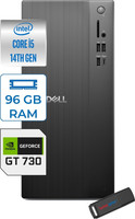 Dell Tower ECT1250 Intel Core I5 14400 96 GB 512 GB SSD 2GB-GT730 W11Pro Kurumsal 730ECT125014P25 - Zetta USB