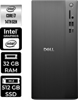 Dell Tower ECT1250 i7 14700 32 GB 512 GB SSD W11H Masaüstü PC - PER4 Bellek RPLSR007UP325