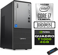 Lenovo Thinkcentre Neo 50T Gen5 i7 13700 16 GB RAM 256 GB SSD FreeDOS Quadro T1000 100012UB000LTRF01+ZETTA Flash Bellek