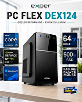 Exper PC Flex DEX124 Intel Core i5-12400F 64 GB DDR4 500 GB SSD GT710 2 GB W11Pro Masaüstü Bilgisayar DEX12