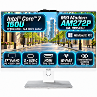 MSI MODERN AM272P 1M-1095XEUS12 Intel Core 7 150U 27" 64 GB DDR5 2 TB SSD FHD Beyaz W11Pro All In One Bilgisayar