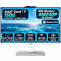 MSI MODERN AM242P 1M-2288NEUS8 Intel Core 7 150U 23.8" 32 GB DDR5 1 TB SSD FHD Beyaz W11Pro All In One Bilgisayar