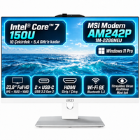 MSI MODERN AM242P 1M-2288NEUS11 Intel Core 7 150U 23.8" 64 GB DDR5 1 TB SSD FHD Beyaz W11Pro All In One Bilgisayar