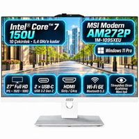 MSI MODERN AM272P 1M-1095XEUS9 Intel Core 7 150U 27" 32 GB DDR5 2 TB SSD FHD Beyaz W11Pro All In One Bilgisayar