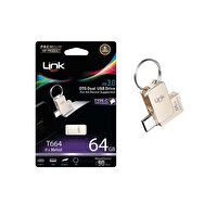 Linktech  Premium T664 Premium Dual 90 MB/s 64 GB Type-C OTG Flash Bellek