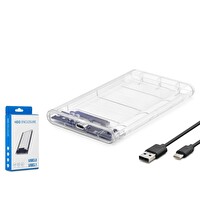 Hadron HDX1766 SATA3 2.5" Type-C 3.1 Kablolu Plastik Kasa HDD/SSD Kutusu - Şeffaf