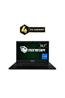 Monster Huma H4 V5.2 Black Intel Core i7-1255U 14.1" 16 GB RAM 500 GB SSD FHD FreeDOS Taşınabilir Bilgisayar