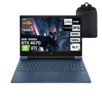 HP Victus 16-s0007nt Ryzen 7-7840HS 32-GBDDR5 4 TBSSD RTX 4070 (8GB) 16.1" FHD 144Hz IPS Freedos + S.Çantası 7Z581EAHMF12