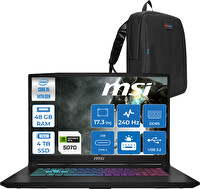 MSI Katana 17 Hx B14WGK-048XTR i9-14900HX 48 GB DDR5 4 TB SSD 8GB RTX5070 115W 17.3" Qhd 240Hz  FreeDOS W048XTRF15-Zetta Çanta