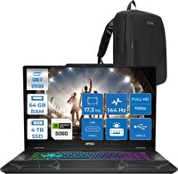 MSI Cyborg 17 i7 13620H 64 GB RAM 4 TB SSD RTX 5060 8 GB FreeDOS 17.3" Full HD IPS B13WFKG210XTRF30 - Zetta Çanta