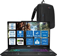 MSI Cyborg 15 Core 7 240H 96 GB RAM 2 TB SSD RTX 5060 8 GB W11Pro 15.6" (1920X1080) B2RWFKG208XTRP39 - Zetta Çanta
