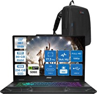 MSI Cyborg 17 Core i7 13620H 80 GB RAM 256 GB SSD RTX 5060 8 GB FreeDOS 17.3" Full HD B13WFKG210XTRF31 - Zetta Çanta