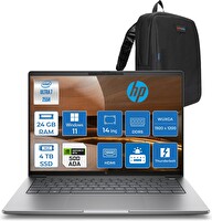 HP Zbook 8 G1I Ultra 7 255H 24 GB RAM 4 TB SSD 4 GB RTX A500 14" 400 NITS W11Pro Iş Istasyonu A3ZW7ETP08-Zetta Çanta