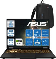 Asus Tuf Gaming F16 FX608JM i5 13450HX 80 GB RAM 4 TB SSD RTX 5060 8 GB 115 W 16" FHD+ FreeDOS RV073F30 - Zetta Çanta