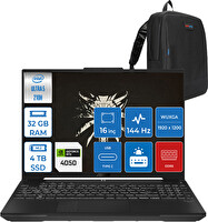 Asus Tuf F16 FX607VU Ultra 5 210H 32 GB RAM 4 TB SSD 6 GB RTX 4050 140 W W11Pro 16" FHD+ FXRL141P12-Zetta Çanta