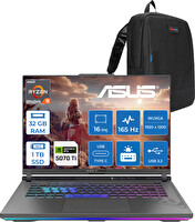 Asus Rog Strix G16 G614PR-RV050 Ryzen 9 8940HX 32 GB RAM 1 TB SSD 12 GB RTX 5070 Ti 16" FreeDOS WRV050F11 - Zetta Çanta
