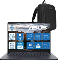 Asus Expert Book B5 B5405CCA Core Ultra 5 225H 64 GB RAM DDR5 1 TB SSD 14" Wuxga W11Pro U516512B0DP23 - Zetta Çanta