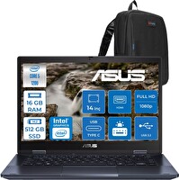 Asus Expert Book B3 Flip Core 5 120U 16 GB RAM 512 GB SSD 14" Dokunmatik FreeDOS Kalemli C58512B3DF01 - Zetta Çanta