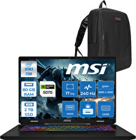 Msı Crosshair 17 Hx D2XWGKG Core Ultra 9-275HX 80GB 2 TB SSD 8 GB RTX5070 115W 17" 2.5k Wqxga 240Hz FreeDOS W017TRF37-Zetta Çanta