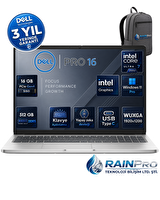 Dell Pro 16 Intel Core Ultra 7 255U 5.2GHz 16 GB DDR5 512 GB SSD Intel® AI Boost 16" IPS Wuxga Windows 11 Pro Laptop