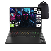 HP Omen Slim 16-AN0036NT Ultra 7-255H 16" 32 GB RAM 4 TB SSD RTX5060 8 GB W11Home Notebook - Sırt Çantası CK9L3EAQB26