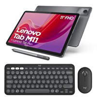 Lenovo Tab M11 11" 4GB 128GB WUXGA WiFi - LTE Tablet ZADB0231TR Tab Pen - Logitech Pebble 2 Kablosuz Klavye Mouse Grafit