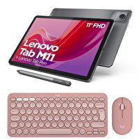 Lenovo Tab M11 11" 4GB 128GB WUXGA WiFi - LTE Tablet ZADB0231TR Tab Pen - Logitech Pebble 2 Kablosuz Klavye Mouse Pembe