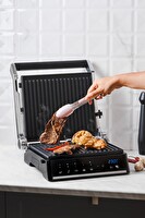 Homend Grilliant 1341H Inox Gövdeli Döküm Plakalı 5 Programlı Led Ekranlı Tost ve Izgara Makinesi