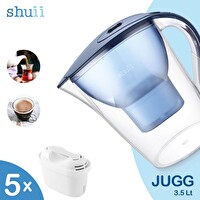 Shuii Jugg I Su Arıtma Sürahisi ve 5 Adet Filtre I Pure+ ve Maxtra+ Filtreleri ile Uyumlu